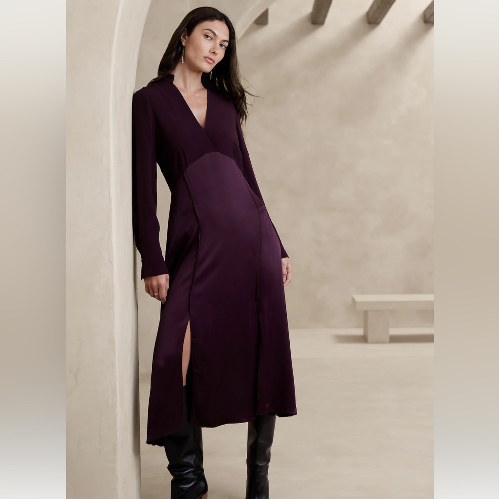 New! BANANA REPUBLIC Susana Midi Dress, in Stone Wash, size 14 🎁 - Picture 6 of 7